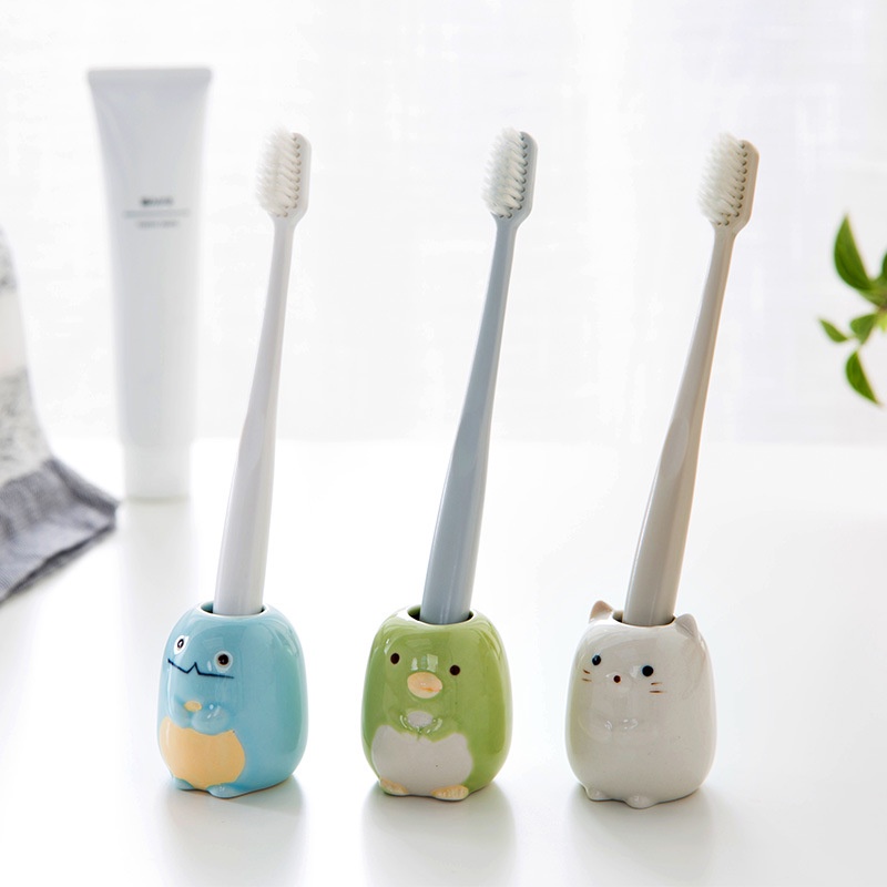 ที่เก็บแปรงสีฟัน ไม้จิ้มฟัน เซรามิค ผ้าฝ้าย ลายการ์ตูน อเนกประสงค์ สําหรับห้องน้ํา