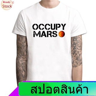 เสื้อยืดลำลอง Mens Space T Shirt Tesla Tees Casual Top Design Occupy Mars Modal Print Tee SHIRT Spacex Graphic Guitar T