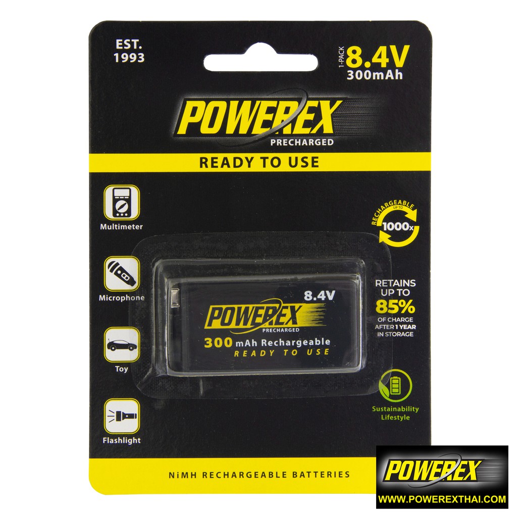 ถ่านชาร์จ Powerex Precharged 8.4V 300 mAh