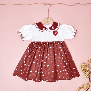 Fer &amp; Friends Rabbit dress ชุดเดรส แขนตุ๊กตา สีแดง สำหรับเด็กผู้หญิง