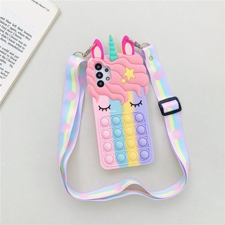 เคส-Phone Case For Samsung A03S A02 A52S A32 A71 A52 A12 A42 A02S A21S A31 A10 A30 A50 A70 A30 A20 A11 Pop Push It Bubble Unicorn|HS