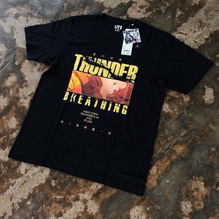 ย้อนยุคUniqlo เสื้อยืดพรีเมี่ยม พิมพ์ลาย DEMON SLAYER THUNDER BREATHINGS-5XL