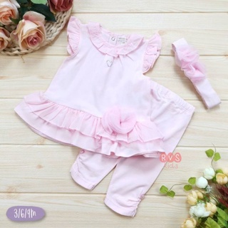 MINTINI  ชุดเซ็ตสีชมพู พร้อมที่คาดผม 1M-18M