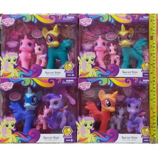 ตุ๊กตาม้าโพนี่ 3ตัว รวดลายพิเศษ 3 ขนาด special style  My Little Pony 15 cm Romantic merry 3  Pony with mask Merry Dolls