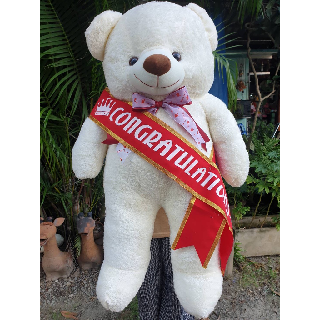 หมีเทดดี้ หมีปัจฉิม ใส่สายสะพาย Congratulation หมีขนาด 1 เมตรพร้อมสายสะพาย เลือกสีได้ พร้อมส่ง