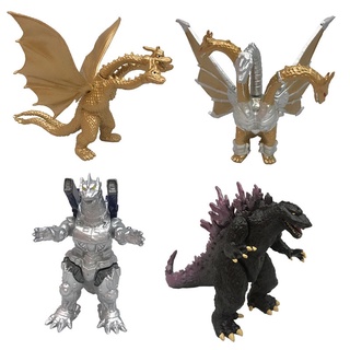 ตุ๊กตาฟิกเกอร์ Godzilla Ghidorah มังกรทอง สามหัว สําหรับตกแต่งรถยนต์ 4 ชิ้น