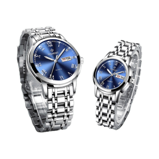 [100%ของแท้] WISHDOIT นาฬิกาข้อมือ นาฬิกาคู่ สายโลหะ สายนาฬิกา ระบบควอทซ์ กันน้ำ สเตนเลส เรืองแสง แฟชั่นสำหรับผู้หญิงและผู้ชาย [นาฬิกาผู้ชาย+นาฬิกาข้อมือผู้หญิง]Couple Watch Waterproof 100%Original [WSD-65+16]