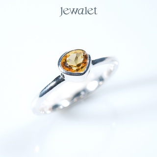 JEWALET CITRINE LOTUS SILVER FANCY RING แหวนเงินแท้ ซิทริน ดอกบัวแฟนซี เงินแท้ 92.5% ชุบเงิน เสริมความปังความมั่งคั่ง