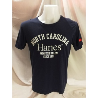 Hanes Japan Brand_2nd hand (BK3)​ เสื้อยืดแขนสั้นสีน้ำเงินผ้าฝ้าย​ 💯%/ Size L/ Made in China 🇨🇳/ แท้มือสองกระสอบนำเข้า​