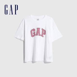 เสื้อยืดโอเวอร์ไซส์เสื้อยืดแขนสั้น คอกลม ผ้าฝ้าย ทรงหลวม พิมพ์ลายโลโก้ Gap แฟชั่นใหม่S-3XL