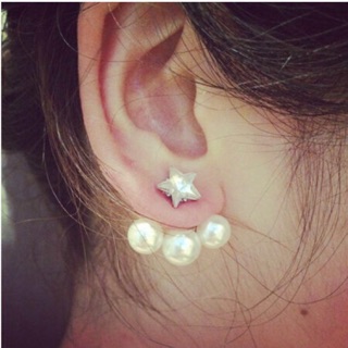 New Korean Fashion Earring Silver Plated Pearl ต่างหู