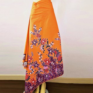 KunsA ผ้าบาติก (ผ้าปาเต๊ะ) BATIK ผ้าพันอินโด ผ้าบาติกอินโดนีเซีย MRR236-Orange