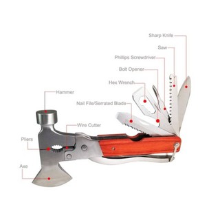 คีม ค้อน ขวาน ไขควง มีด พกพาอเนกประสงค์ Outdoor Multifunctional Axe Hammer