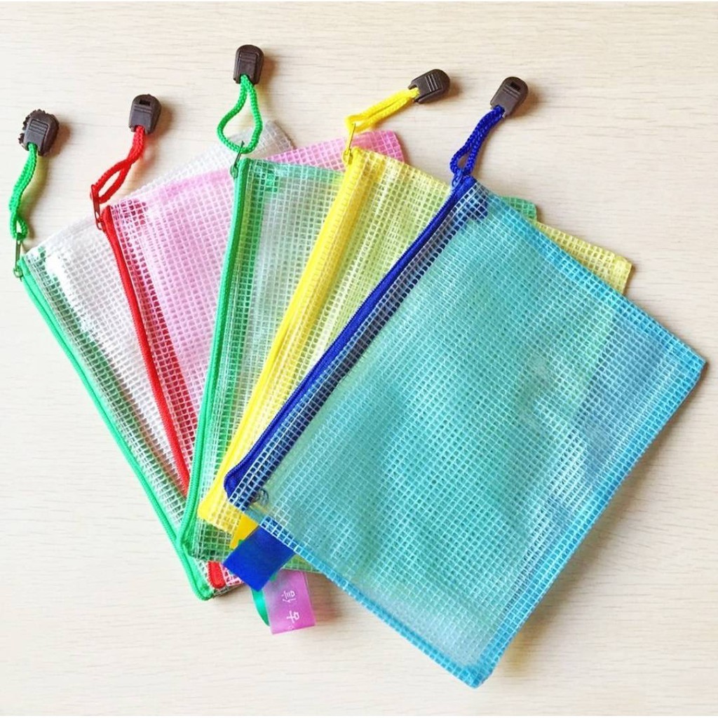 กระเป๋าซองลายตาข่าย ขนาด A4 คละสี สำหรับใส่เอกสาร