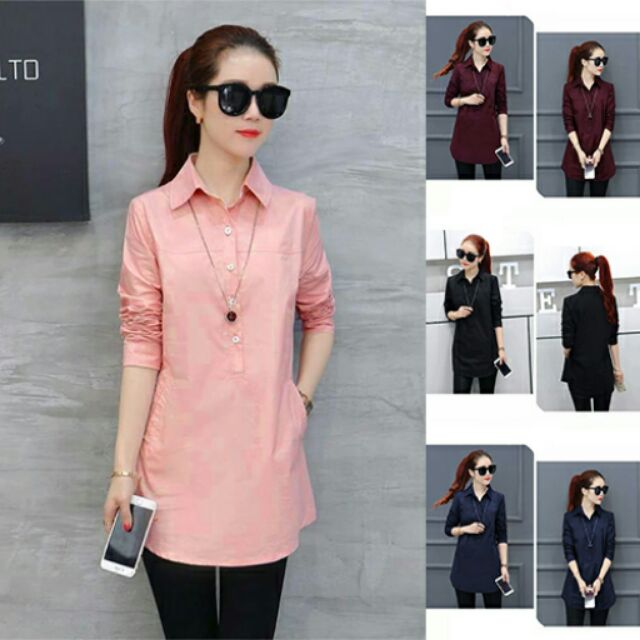 เสื้อเชิ้ตผู้หญิงตัวยาว TM125
