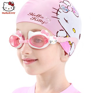 hellokitty แว่นตาว่ายน้ำเด็กสาว HD กันน้ำป้องกันหมอกแว่นตาว่ายน้ำเด็กแว่นตาดำน้ำอุปกรณ์ว่ายน้ำ