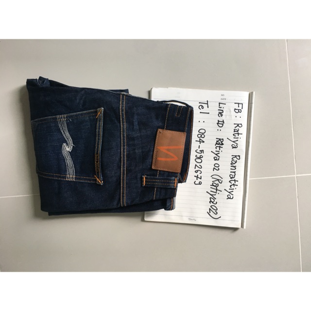 Nudie thin finn dry ecru embo size 29/30