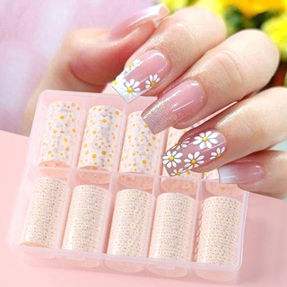 Mama Nail สติกเกอร์ฟอยล์ ลายดอกไม้ ดอกเดซี่ เรียบง่าย สําหรับตกแต่งเล็บ 10 ชิ้น