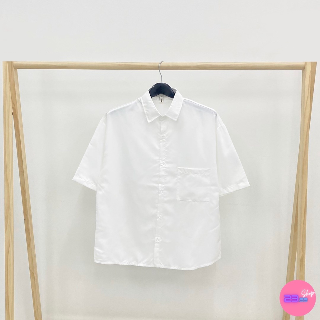 🚩Sale80%🚩เสื้อเชิ้ตแขนสั้นผู้ชาย คอปก แบบกระดุม  สีขาวพื้น (ไม่มีกระเป๋า) - รูปที่ 6