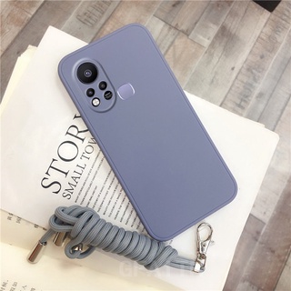 2021 In Stock เคสโทรศัพท์ Infinix HOT 11S 11 NOTE 11s 10 Pro Soft Case TPU Silicone Solid Color with Lanyard Shoulder Strap Cover InfinixHOT11s NOTE11S NOTE10Pro เคส