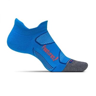 FEETURES ELITE MAX CUSHION NO SHOW BRIGHT BLUE/LAVA - ถุงเท้าออกกำลังกายกันแผลพุพอง