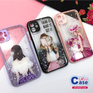 Realmeเคสมือถือ TPU ขอบสีกันกล้อง กากเพชรกริตเตอร์ไล่สีลายการ์ตูน