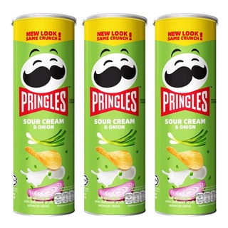 PRINGLES พริงเกิ้ล มันฝรั่งทอดกรอบ รสซาวครีมและหัวหอม 107 กรัม (ทั้งหมด 3 ชิ้น)