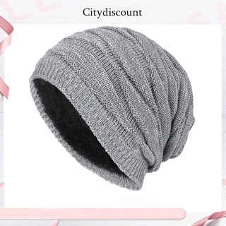 &lt;citydiscount&gt; หมวกบีนนี่ ผ้าถักนิตติ้ง ให้ความอบอุ่น สีพื้น แฟชั่นฤดูหนาว สําหรับผู้ชาย และผู้หญิง