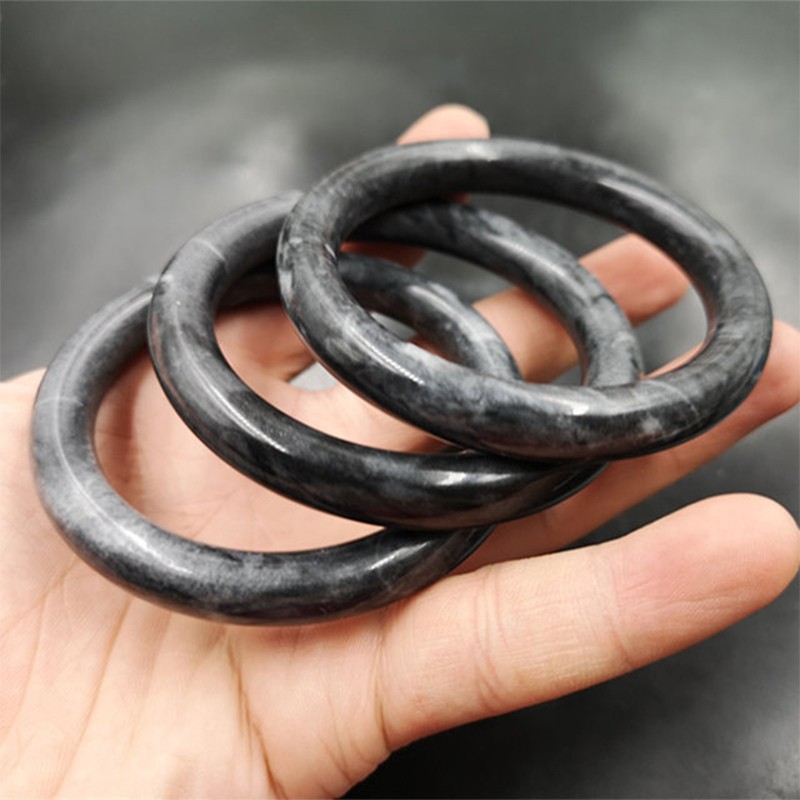 สร้อยข้อมือหยกธรรมชาติ ทรงกลม แบบบาง สีเขียว