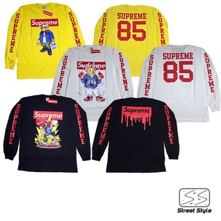 เสื้อแขนยาว แขนจั๊ม เสื้อกันหนาวซูพรีม ลาย mario,หมี supreme sweater long sleeve