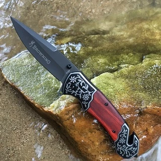 Browning มีดพับ ยาว23cm แข็งแรงทนทาน ใช้ดี คมๆ มีน้ำหนัก ด้ามมีลายสวยงาม High hardness folding knife