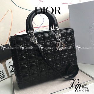 หนังแท้ LARGE LADY CD BAG Black Cannage Lambskin / CD Lady Large พร้อมส่งที่ไทย