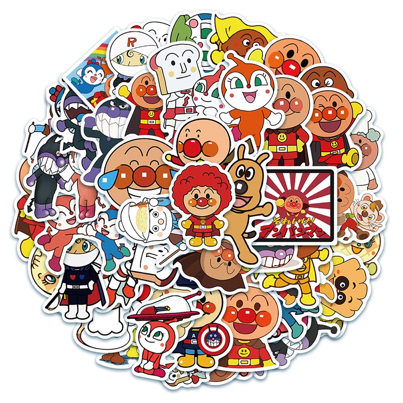 50 ชิ้น Anpanman การ์ตูนน่ารักอะนิเมะสติกเกอร์กันน้ํา PVC