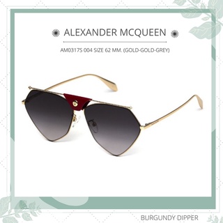 แว่นกันแดด ALEXANDER MCQUEEN : AM0317S 004 SIZE 62 MM. (GOLD-GOLD-GREY)