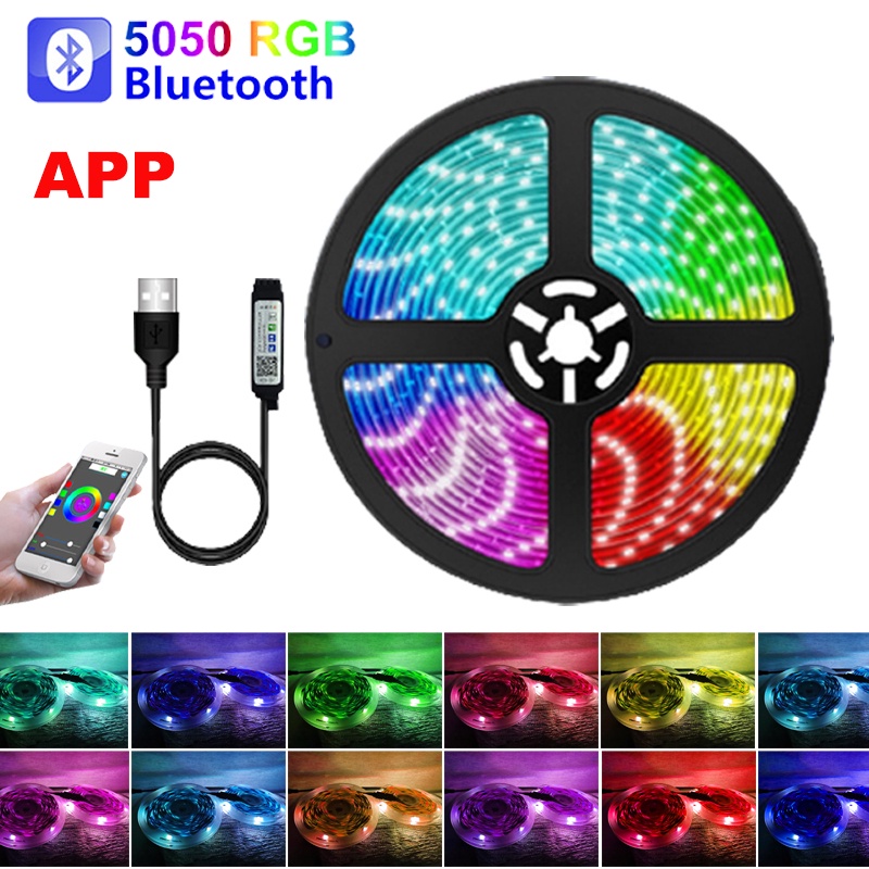 สายไฟ LED RGB 5050 ไฟแต่งห้อง ไฟติดห้อง RGBIC-รุ้ง ไฟตกแต่งห้อง ไฟ LED แบบเสน 5m 10m 15m 20m การซิงโครไนซ์เพลง การไล่ระดับสีที่มีสีสัน