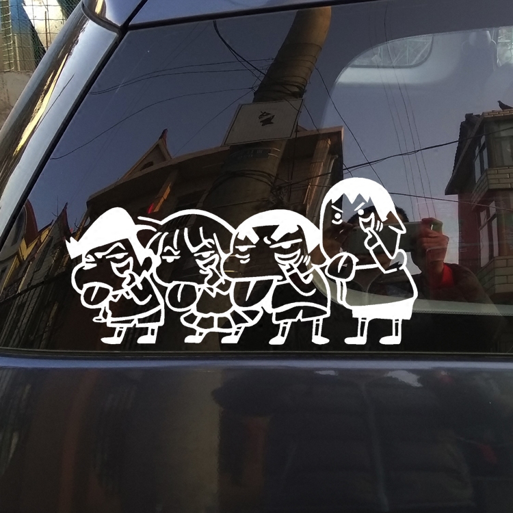 D1-075A Crayon Shin-Chan กลิ่นแปลกรถสติกเกอร์ตลก Grimace สะท้อนแสงกันน้ํารถ Decal ด้านหลังกระจกสติกเกอร์
