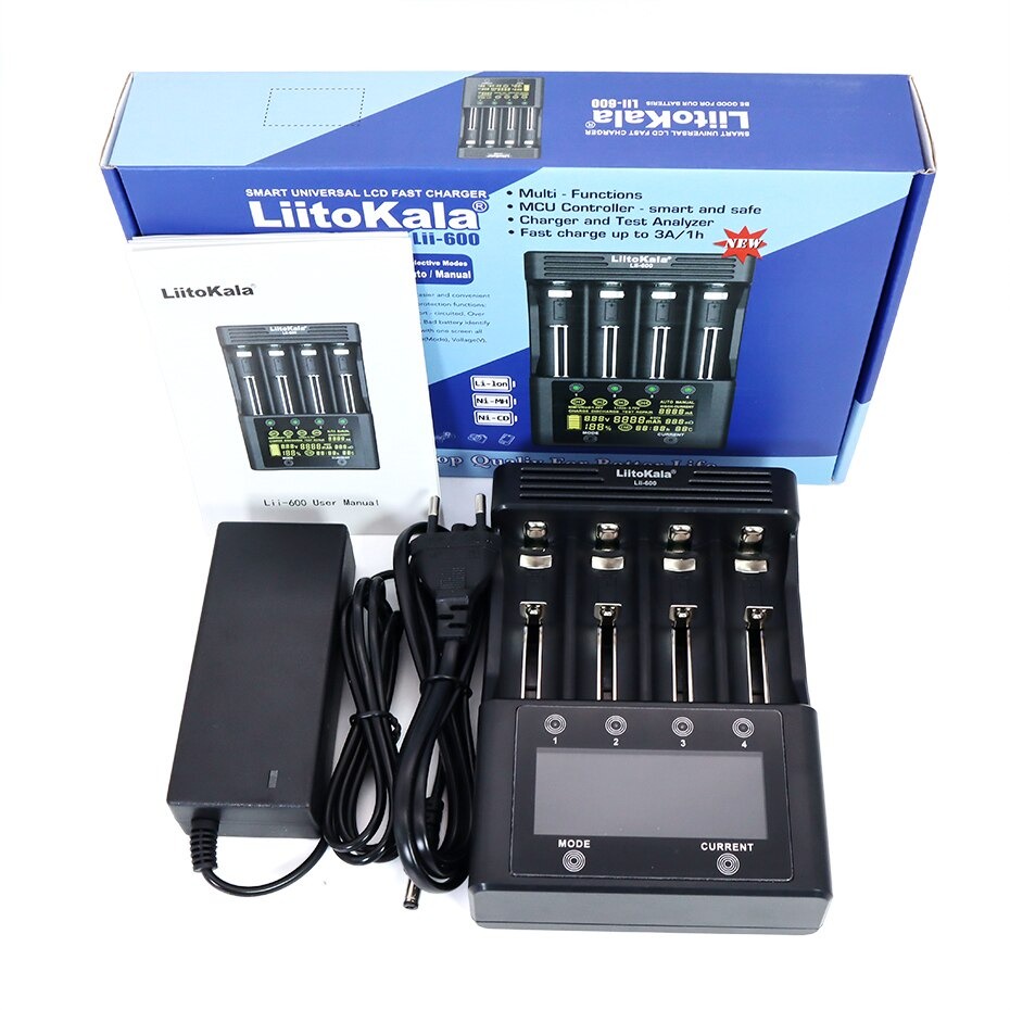 แท่นชาร์จเปล่า Liitokala Lii-600 ของแท้ ชาร์จได้ 4 ก้อน 1.2v, 3.7V