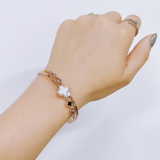 สร้อยข้อมือ เหล็กไทเทเนียม 18K สีโรสโกลด์ แฟชั่นสําหรับผู้หญิง