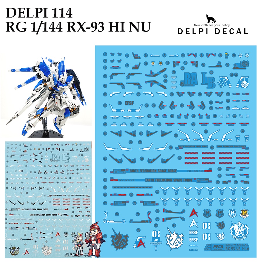 ดีคอลน้ำ [DELPI] 114 114N / 114H RG RX-93 V2 HI NU GUNDAM [HOLO] 1/144 WATER DECAL KRG114 H
