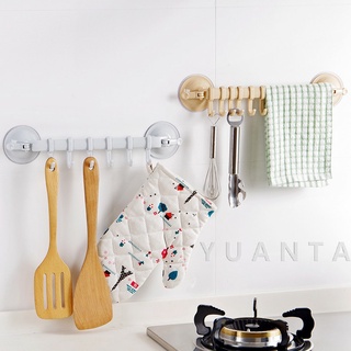 ที่แขวนของ ที่แขวนติดผนัง ถ้วยดูดยึดผนัง ไม่ต้องเจาะรู Coner Towel Hanger with 6 clips