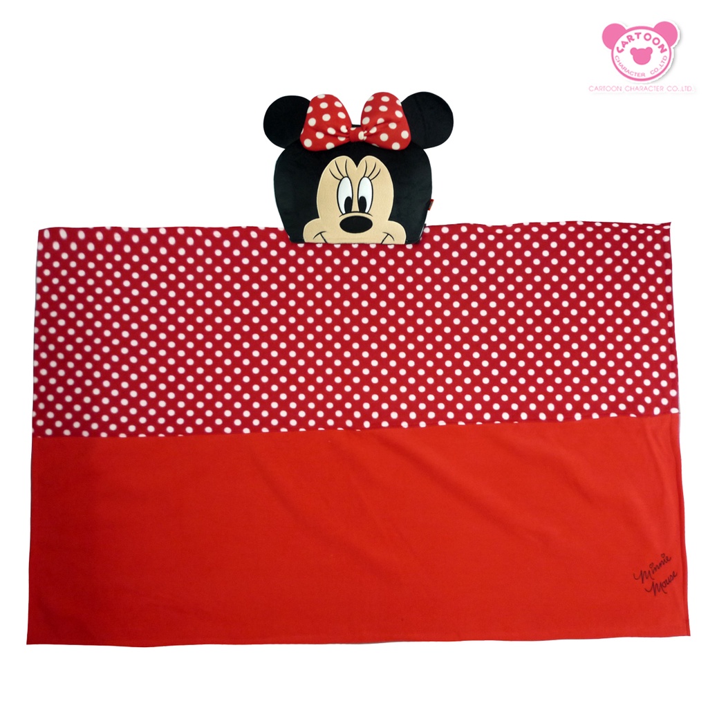 Disney ผ้าห่มคลุมไหล่มีฮู้ดมินนี่เม้าส์ Minnie Mouse ผืนใหญ่ ผ้าคลุมไหล่มีหมวก พับเก็บได้ (สินค้าลิขสิทธิ์แท้จากโรงงาน)