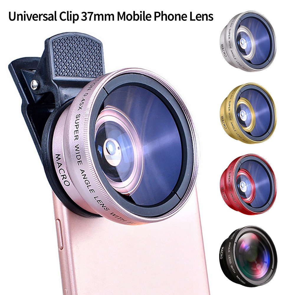 ┇☁ 2 IN 1 Lens Universal Clip 37mm Mobile Phone Lens Professional 0.45x