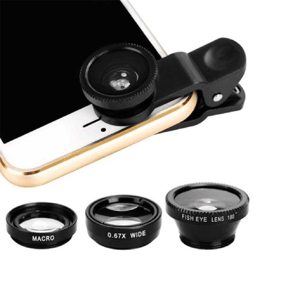 ┋Phone lens Fisheye 0.67x Wide Angle Zoom lens fish eye 6x macro lenses Camera Kits with Clip
