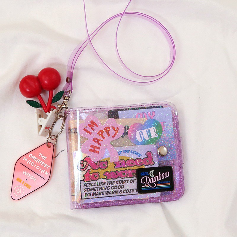 SIAMBAGSHOP(S1289) กระเป๋าสตางค์ใบสั้นใสน่ารักมีกริตเตอร์