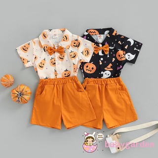 Babygarden-9 เดือน - 5 ปี ชุดฮาโลวีน เด็กผู้ชาย แขนสั้น ลายผี / เสื้อฟักทอง + กางเกงขาสั้น เอวยางยืด + โบว์