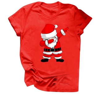 เสื้อยืด Merry Christmas New Year Holiday T Shirt Womens Cotton Ladies Top Tshirt