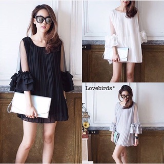 พร้อมส่ง วันพุธ  NEW !!!! PLEATED LAYER MINI DRESS : ✨มินิเดรสผ้าชีฟอง อัดพีท✨ สไตล์สาวโคลเรีย ช่วงแ