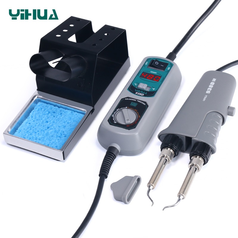 Yihua 938D แบบพกพาบัดกรีเหล็กแหนบชุดอิเล็กทรอนิกส์สถานีบัดกรีชิป Desoldering ชุด SMD อุปกรณ์เชื่อมอุ