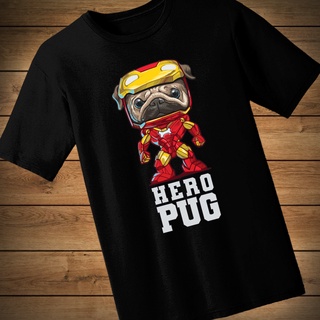 เสื้อยืดลาย HERO PUG ผ้า cotton 100% ใส่สบาย เสื้อคอกลม เสื้อลายวินเทจ เสื้อสกรีน เสื้อพิมพ์ลาย เสื้อฮาฟโทน