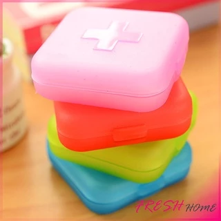 กล่องยา มินิ กล่องสีสันลูกกวาด หลายช่อง กล่องยาแบบพกพา Cross-packing pill box
